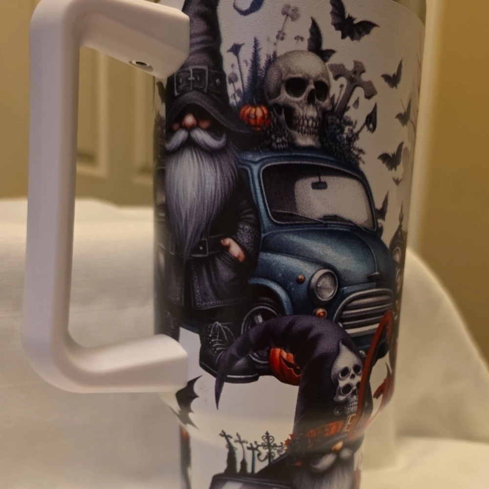 Halloween-Themed Travel Mug with Handle
